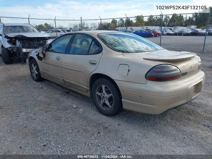 2003 Pontiac Grand Prix Gt VIN: 1G2WP52K43F132105 Lot: 40738032