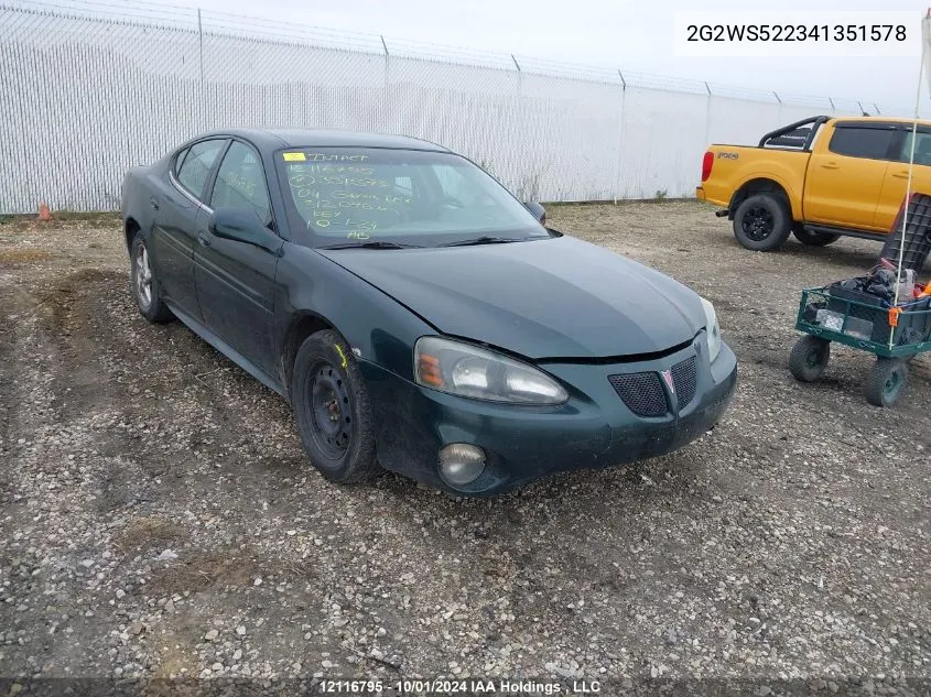 2004 Pontiac Grand Prix Gt2 VIN: 2G2WS522341351578 Lot: 12116795