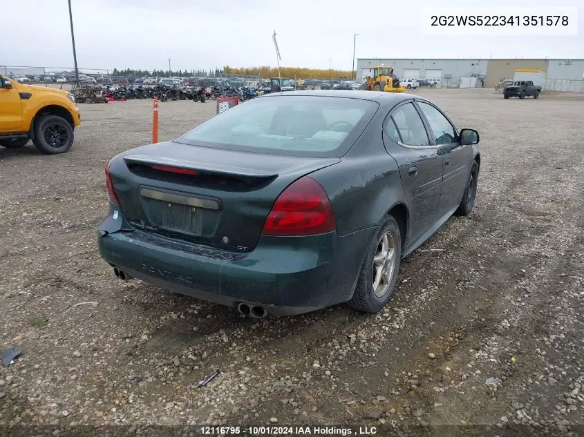 2004 Pontiac Grand Prix Gt2 VIN: 2G2WS522341351578 Lot: 12116795