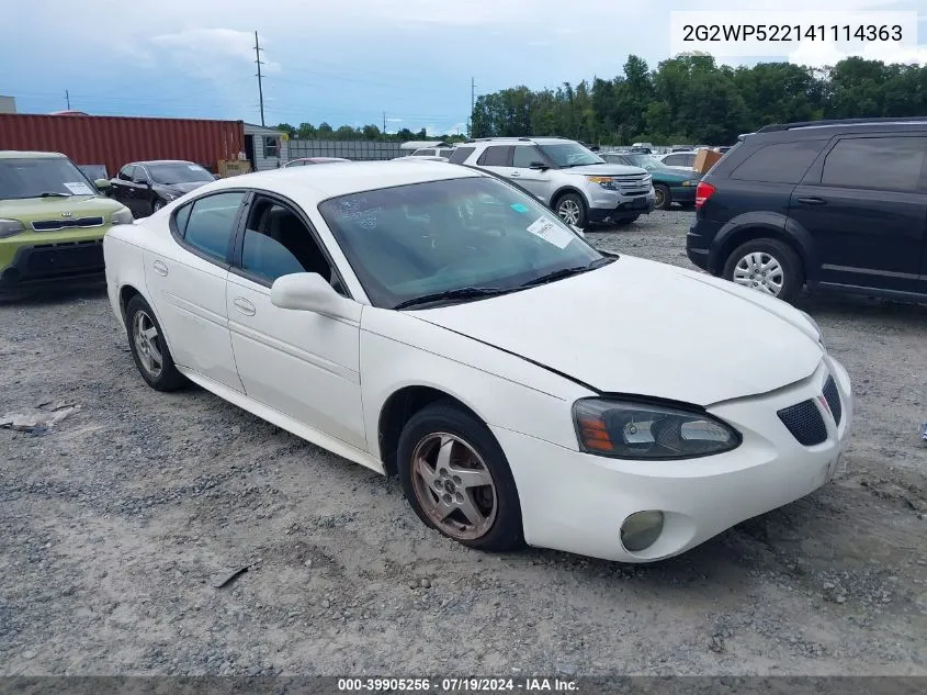 2004 Pontiac Grand Prix Gt1 VIN: 2G2WP522141114363 Lot: 39905256