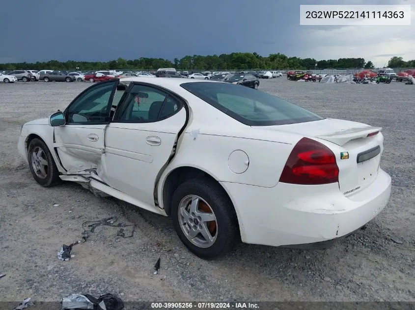 2004 Pontiac Grand Prix Gt1 VIN: 2G2WP522141114363 Lot: 39905256