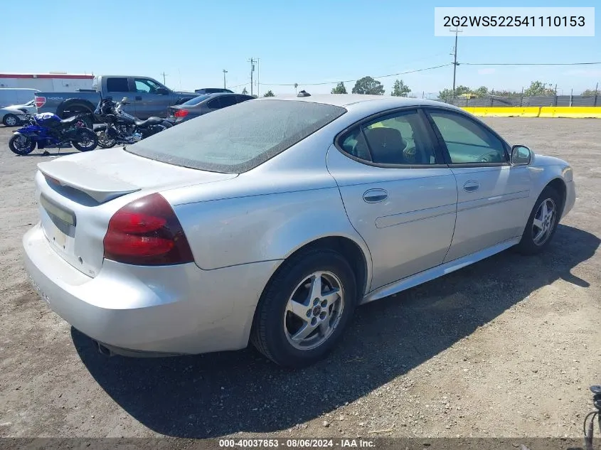 2004 Pontiac Grand Prix Gt2 VIN: 2G2WS522541110153 Lot: 40037853