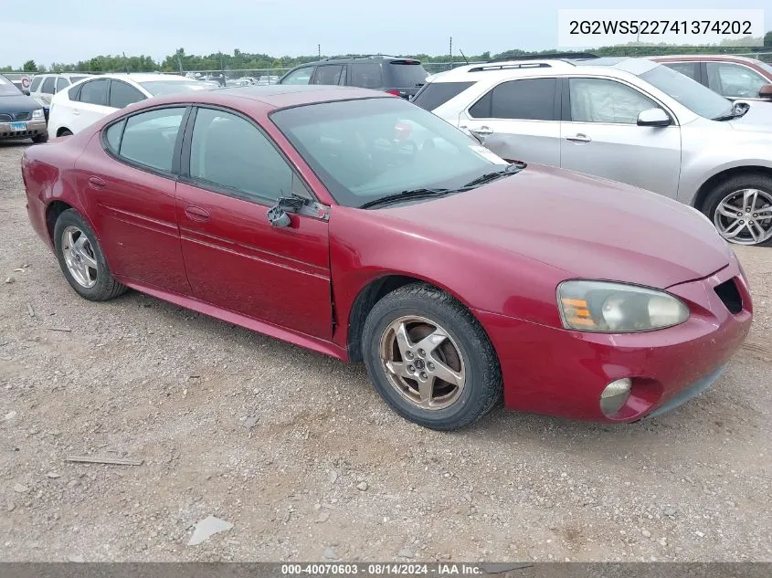 2004 Pontiac Grand Prix Gt2 VIN: 2G2WS522741374202 Lot: 40070603