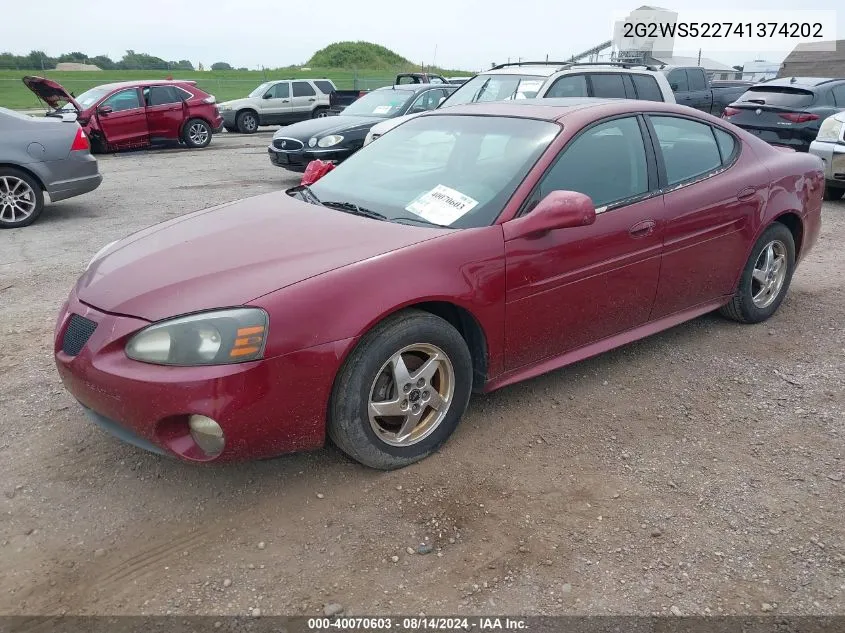 2004 Pontiac Grand Prix Gt2 VIN: 2G2WS522741374202 Lot: 40070603