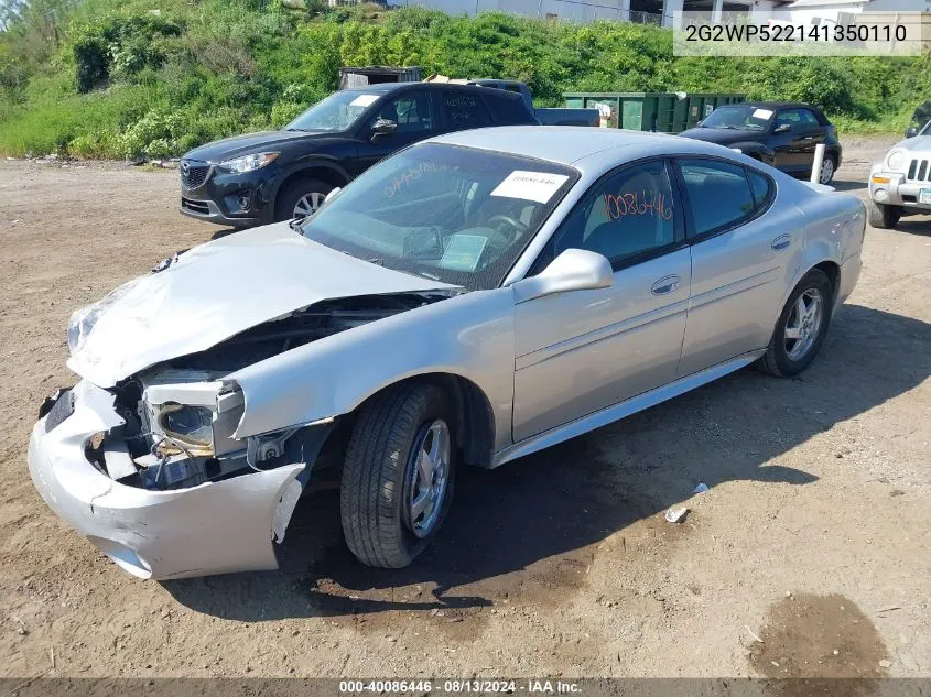 2004 Pontiac Grand Prix Gt1 VIN: 2G2WP522141350110 Lot: 40086446