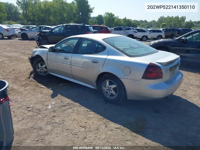 2004 Pontiac Grand Prix Gt1 VIN: 2G2WP522141350110 Lot: 40086446