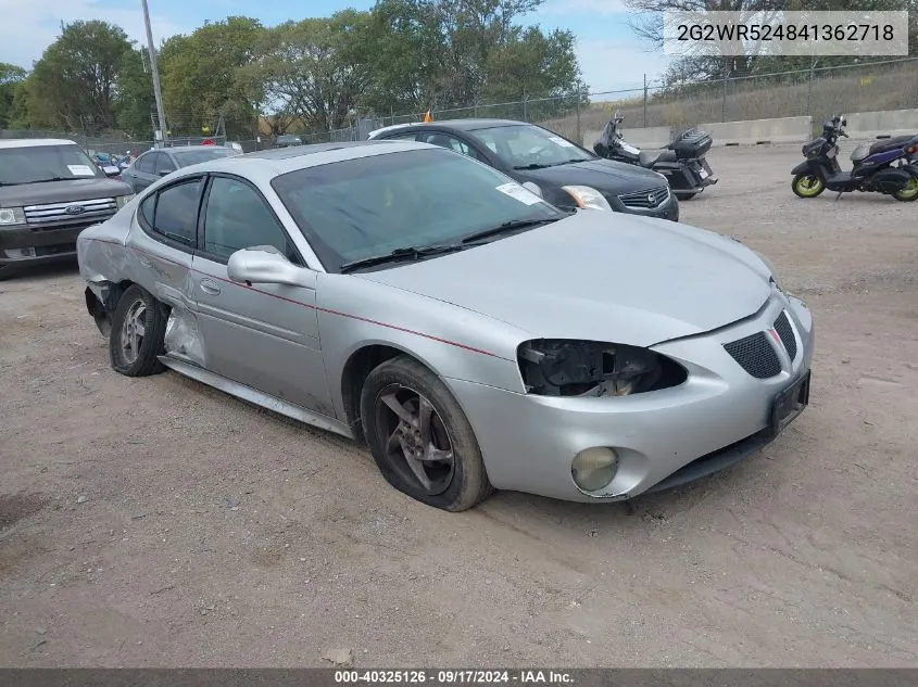 2004 Pontiac Grand Prix Gtp VIN: 2G2WR524841362718 Lot: 40325126