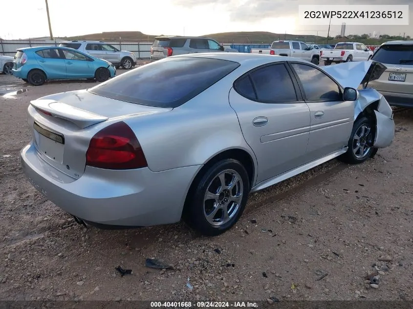 2004 Pontiac Grand Prix Gt1 VIN: 2G2WP522X41236512 Lot: 40401668