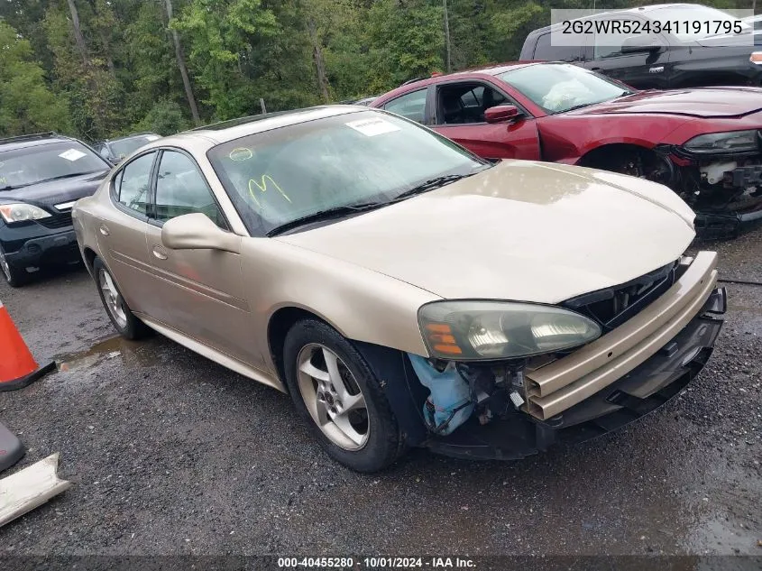 2004 Pontiac Grand Prix Gtp VIN: 2G2WR524341191795 Lot: 40455280