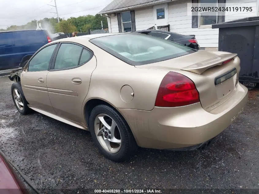 2004 Pontiac Grand Prix Gtp VIN: 2G2WR524341191795 Lot: 40455280