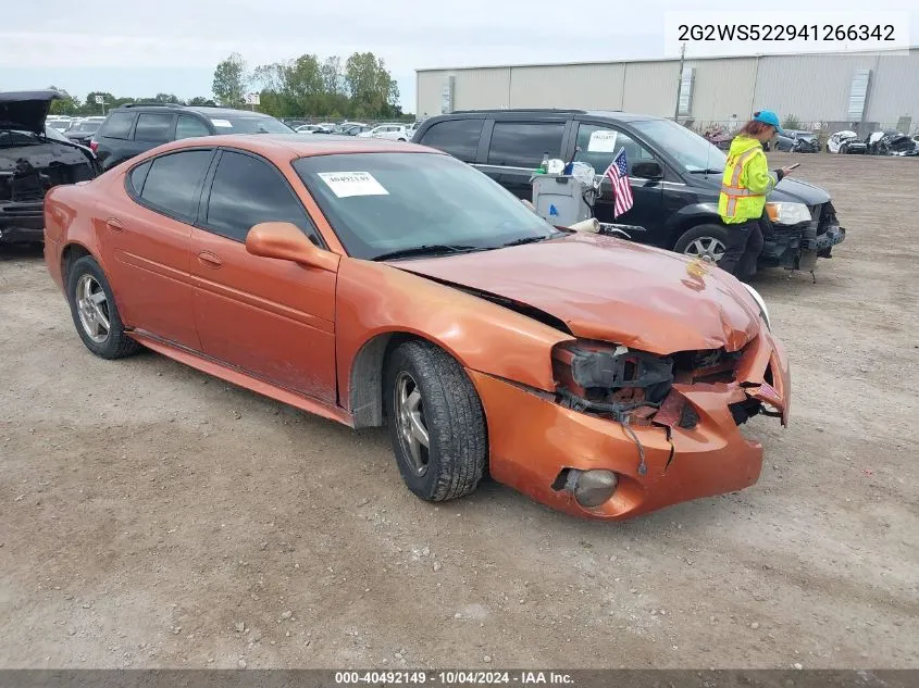 2004 Pontiac Grand Prix Gt2 VIN: 2G2WS522941266342 Lot: 40492149