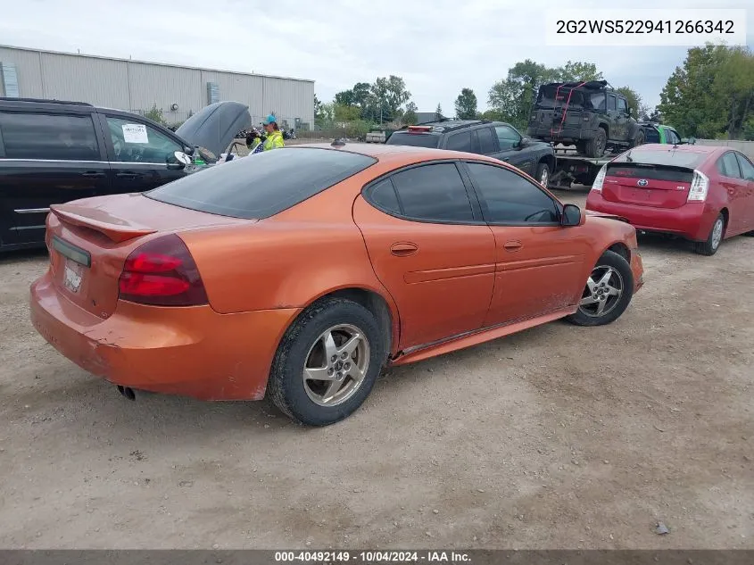 2004 Pontiac Grand Prix Gt2 VIN: 2G2WS522941266342 Lot: 40492149