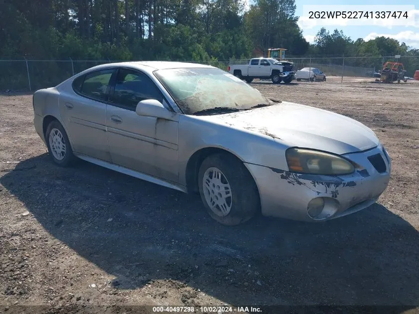 2004 Pontiac Grand Prix Gt1 VIN: 2G2WP522741337474 Lot: 40497298