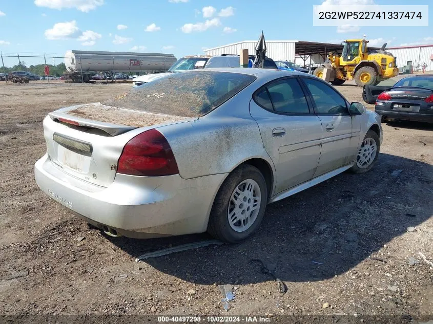 2004 Pontiac Grand Prix Gt1 VIN: 2G2WP522741337474 Lot: 40497298