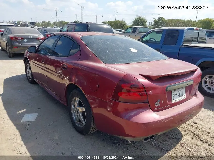 2004 Pontiac Grand Prix Gt2 VIN: 2G2WS542941288807 Lot: 40514836