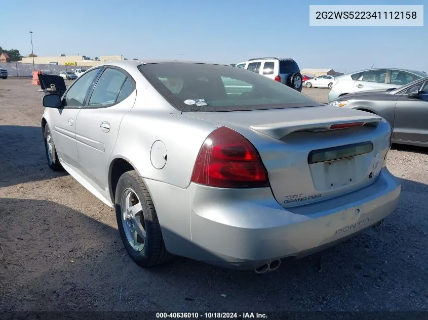 2004 Pontiac Grand Prix Gt2 VIN: 2G2WS522341112158 Lot: 40636010