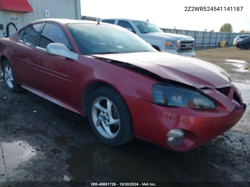 2004 Pontiac Grand Prix VIN: 2Z2WR524541141187 Lot: 40691726