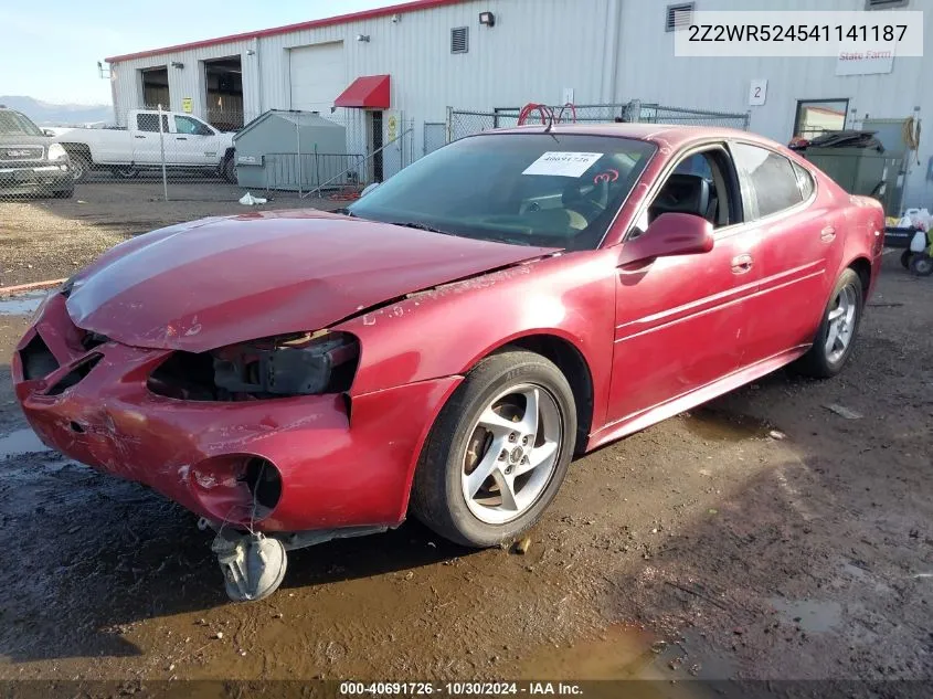 2004 Pontiac Grand Prix VIN: 2Z2WR524541141187 Lot: 40691726