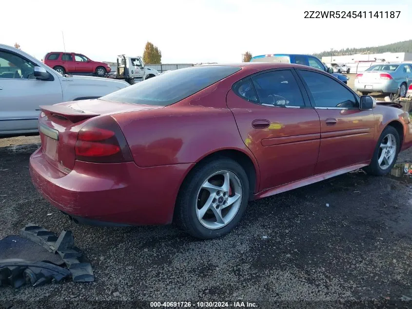 2004 Pontiac Grand Prix VIN: 2Z2WR524541141187 Lot: 40691726