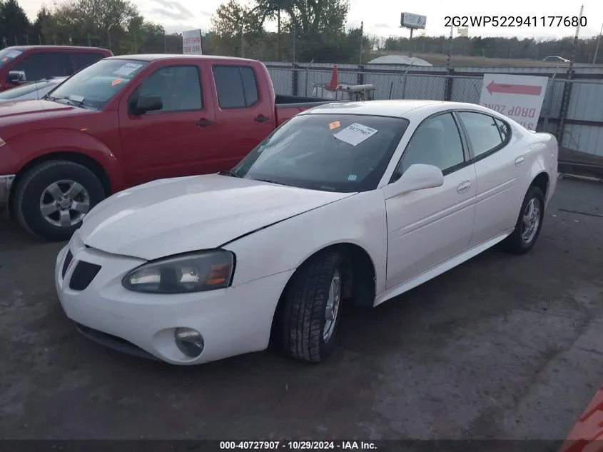 2004 Pontiac Grand Prix Gt1 VIN: 2G2WP522941177680 Lot: 40727907