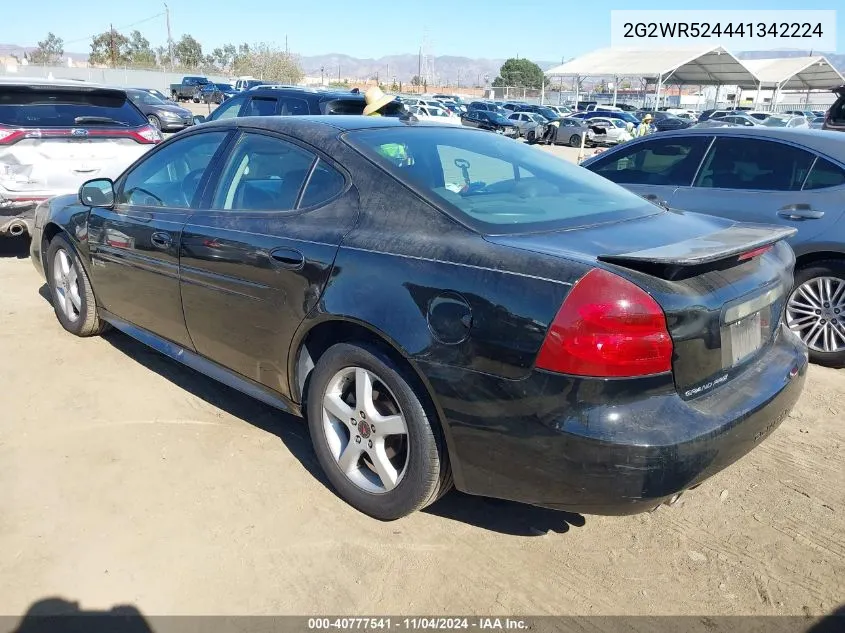 2004 Pontiac Grand Prix Gtp VIN: 2G2WR524441342224 Lot: 40777541