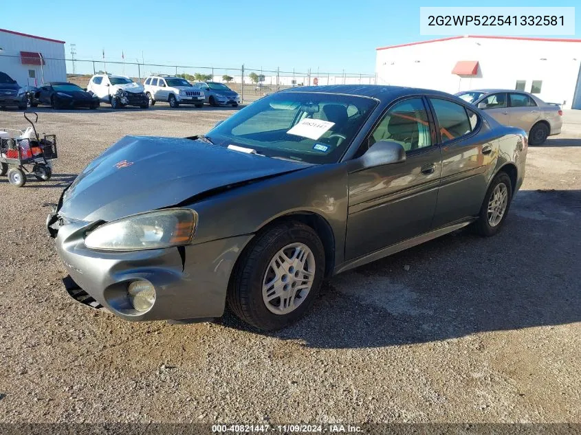 2004 Pontiac Grand Prix Gt1 VIN: 2G2WP522541332581 Lot: 40821447