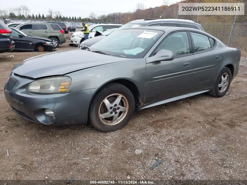 2004 Pontiac Grand Prix Gt1 VIN: 2G2WP522341186911 Lot: 40852745