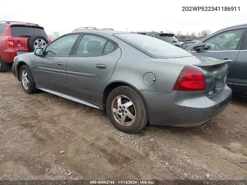 2004 Pontiac Grand Prix Gt1 VIN: 2G2WP522341186911 Lot: 40852745