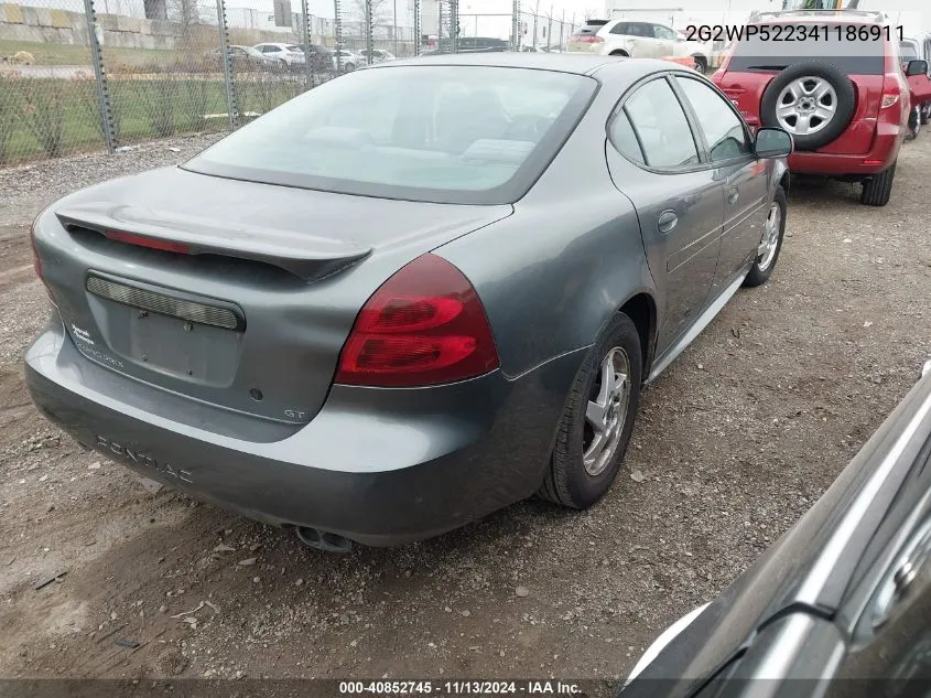 2004 Pontiac Grand Prix Gt1 VIN: 2G2WP522341186911 Lot: 40852745