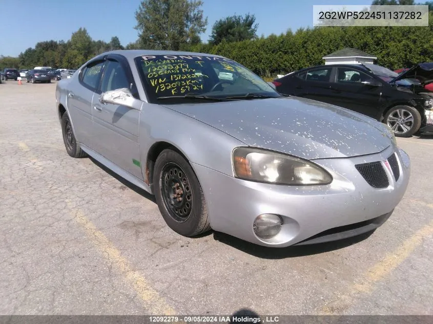 2005 Pontiac Grand Prix VIN: 2G2WP522451137282 Lot: 12092279