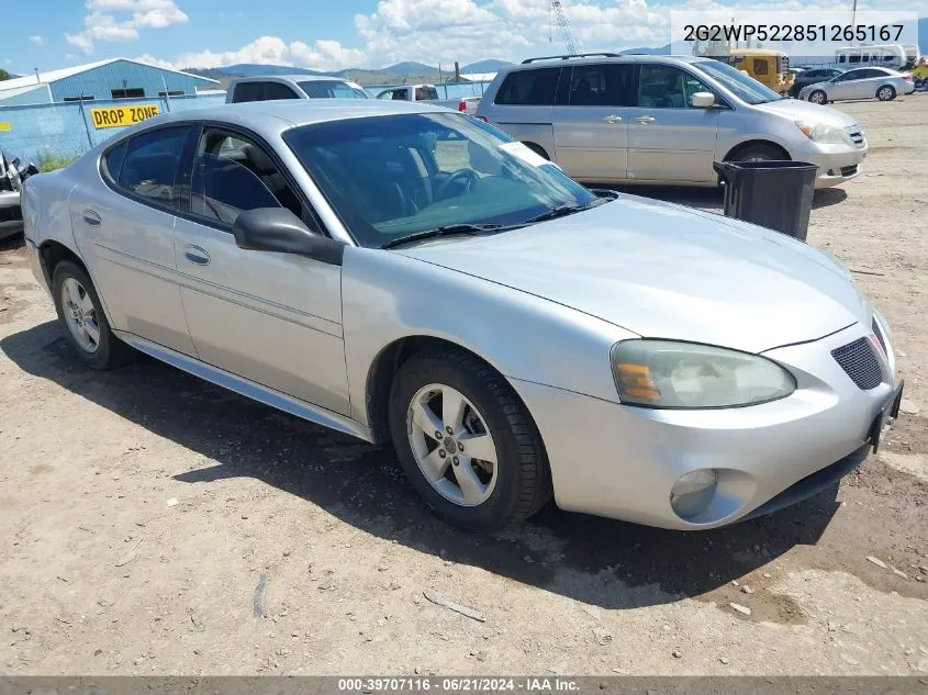 2005 Pontiac Grand Prix VIN: 2G2WP522851265167 Lot: 39707116