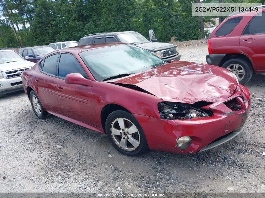 2005 Pontiac Grand Prix VIN: 2G2WP522X51134449 Lot: 39802722