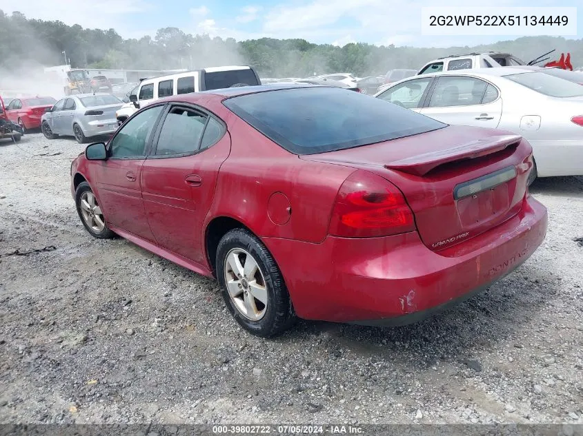 2005 Pontiac Grand Prix VIN: 2G2WP522X51134449 Lot: 39802722