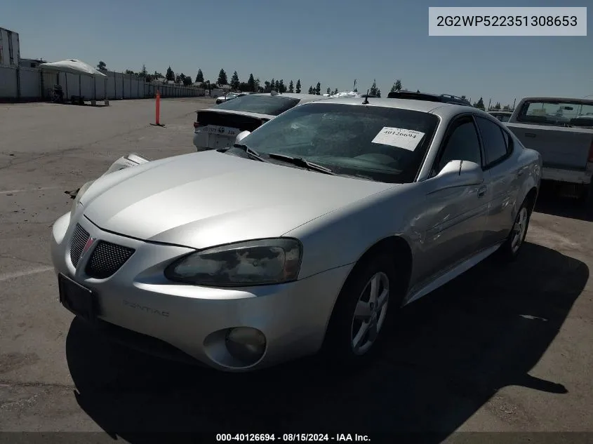 2005 Pontiac Grand Prix VIN: 2G2WP522351308653 Lot: 40126694