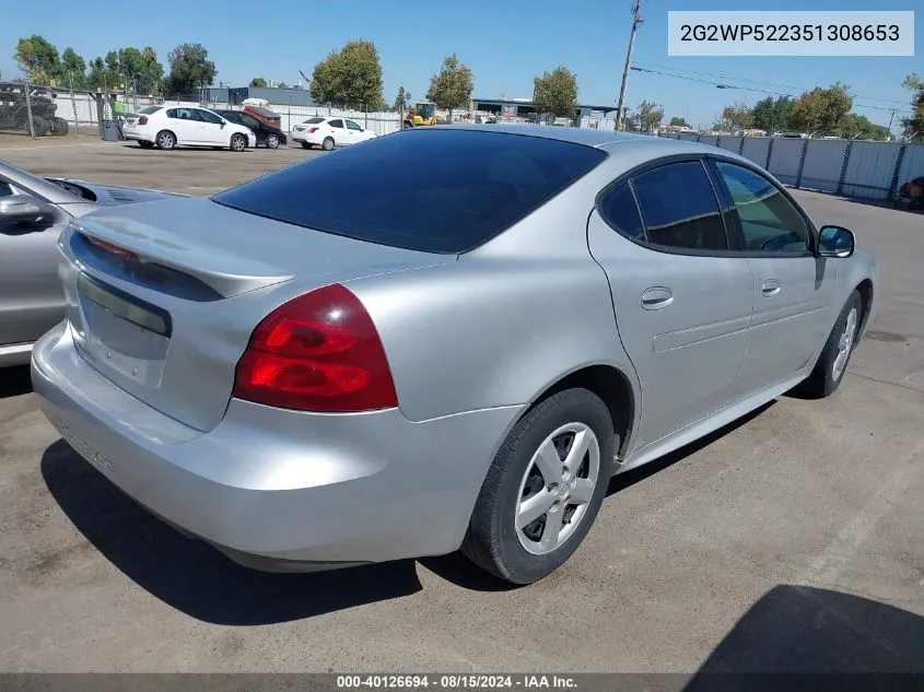 2005 Pontiac Grand Prix VIN: 2G2WP522351308653 Lot: 40126694