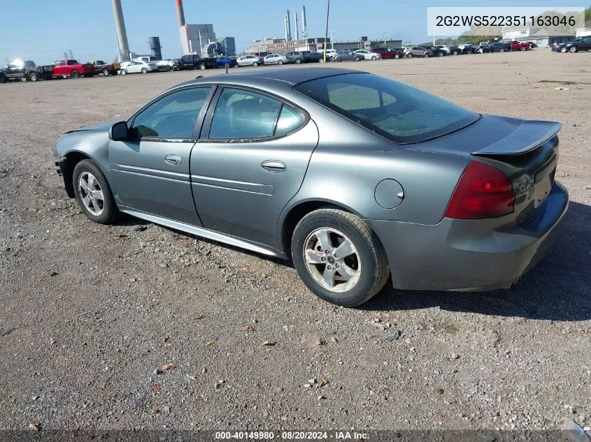 2005 Pontiac Grand Prix Gt VIN: 2G2WS522351163046 Lot: 40149980