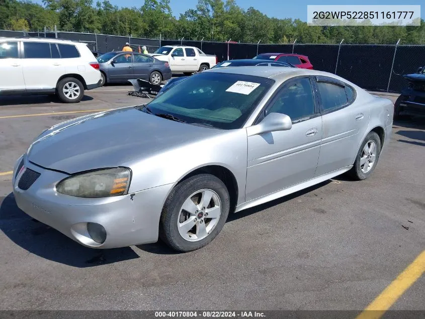 2005 Pontiac Grand Prix VIN: 2G2WP522851161777 Lot: 40170804