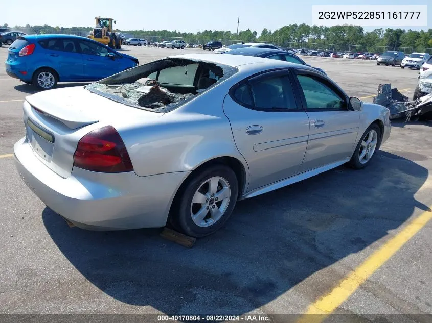 2005 Pontiac Grand Prix VIN: 2G2WP522851161777 Lot: 40170804