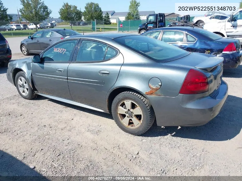 2005 Pontiac Grand Prix VIN: 2G2WP522551348703 Lot: 40270277