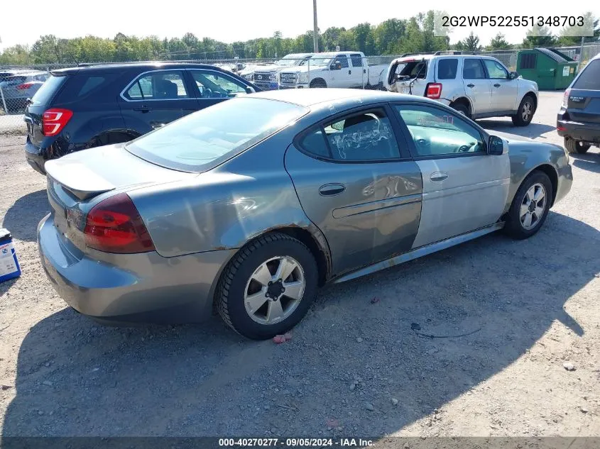 2005 Pontiac Grand Prix VIN: 2G2WP522551348703 Lot: 40270277