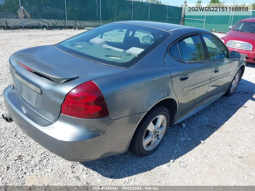 2005 Pontiac Grand Prix Gt VIN: 2G2WS522151168858 Lot: 40340141