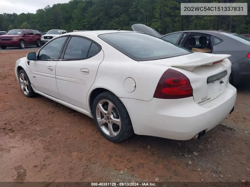 2005 Pontiac Grand Prix Gxp VIN: 2G2WC54C151337831 Lot: 40351129