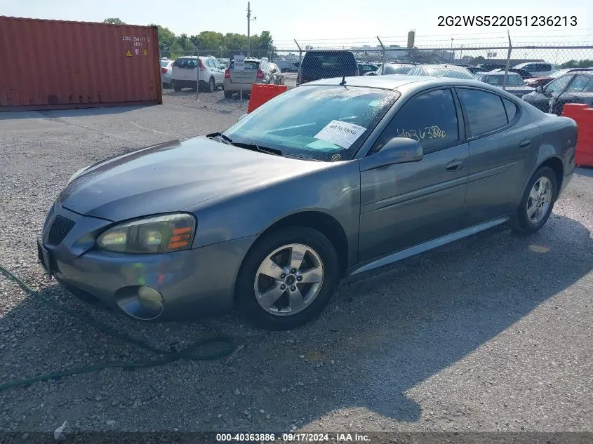 2005 Pontiac Grand Prix Gt VIN: 2G2WS522051236213 Lot: 40363886