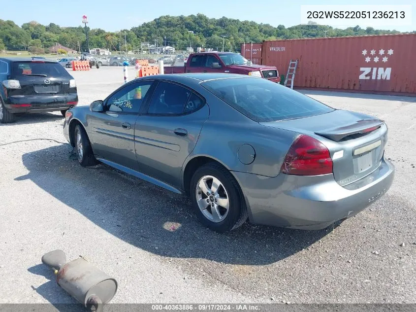 2005 Pontiac Grand Prix Gt VIN: 2G2WS522051236213 Lot: 40363886