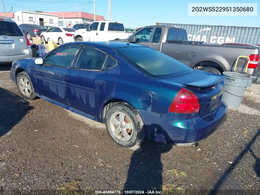 2005 Pontiac Grand Prix Gt VIN: 2G2WS522951350680 Lot: 40494775