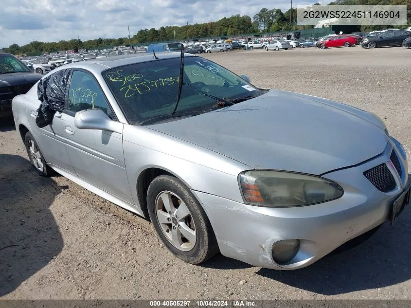 2005 Pontiac Grand Prix Gt VIN: 2G2WS522451146904 Lot: 40505297