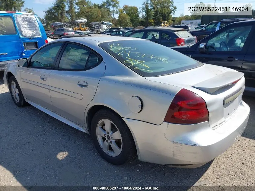 2005 Pontiac Grand Prix Gt VIN: 2G2WS522451146904 Lot: 40505297