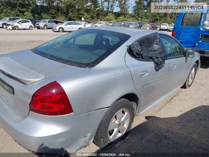 2005 Pontiac Grand Prix Gt VIN: 2G2WS522451146904 Lot: 40505297