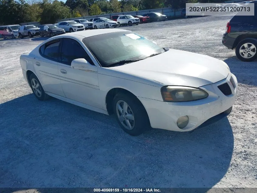 2005 Pontiac Grand Prix VIN: 2G2WP522351200713 Lot: 40569159