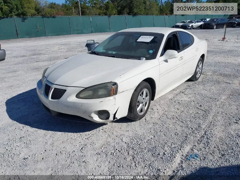 2005 Pontiac Grand Prix VIN: 2G2WP522351200713 Lot: 40569159